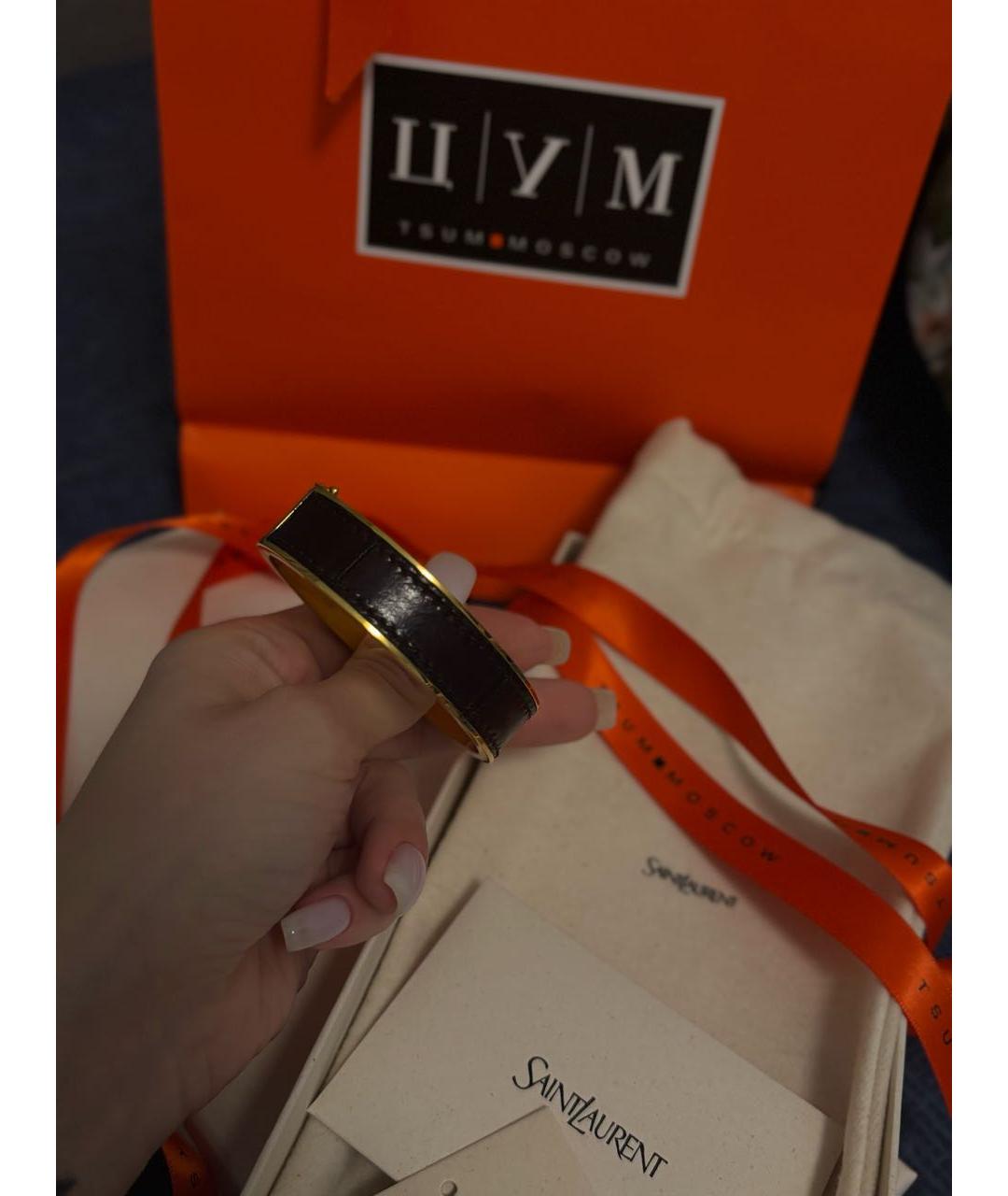 SAINT LAURENT Черный металлический браслет, фото 4