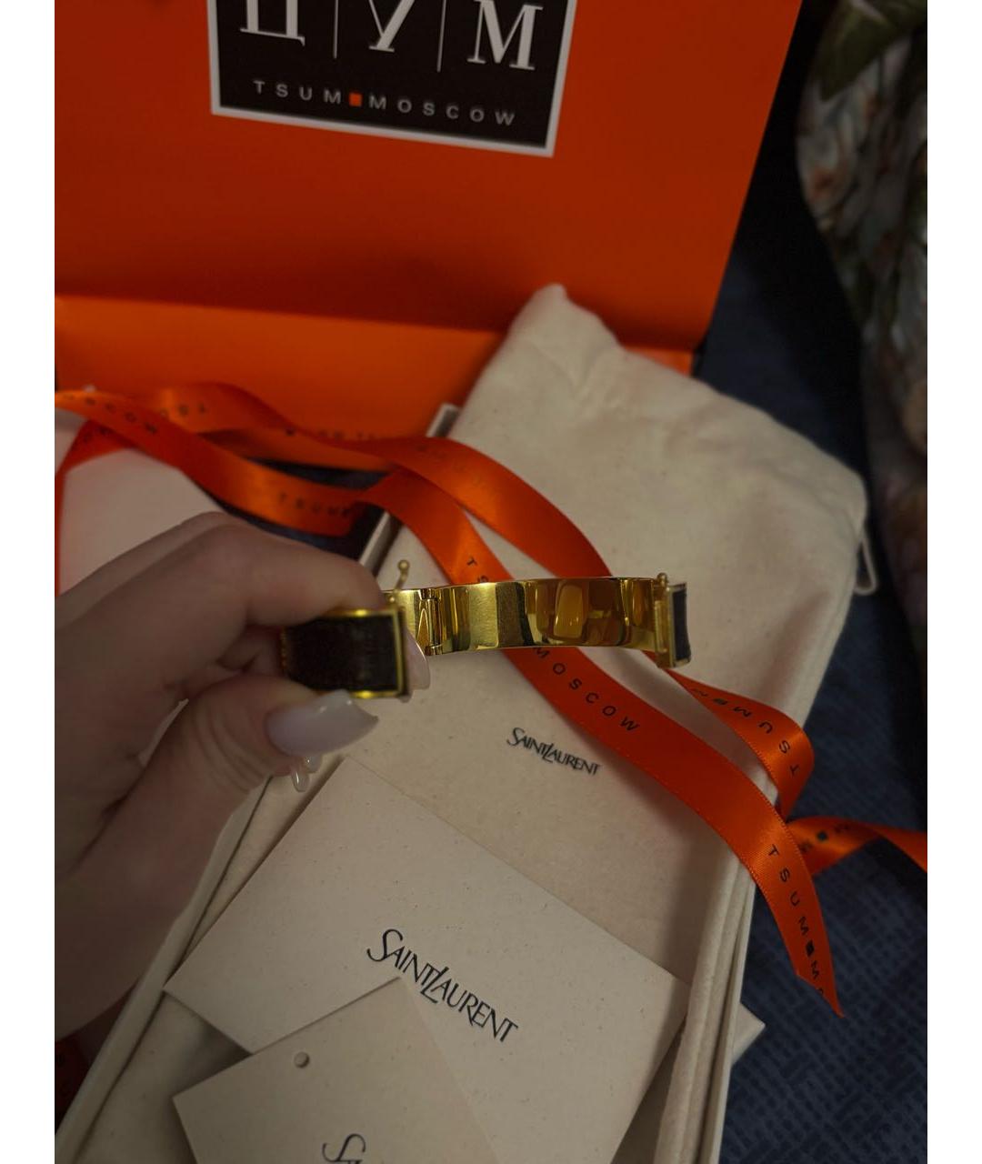 SAINT LAURENT Черный металлический браслет, фото 2