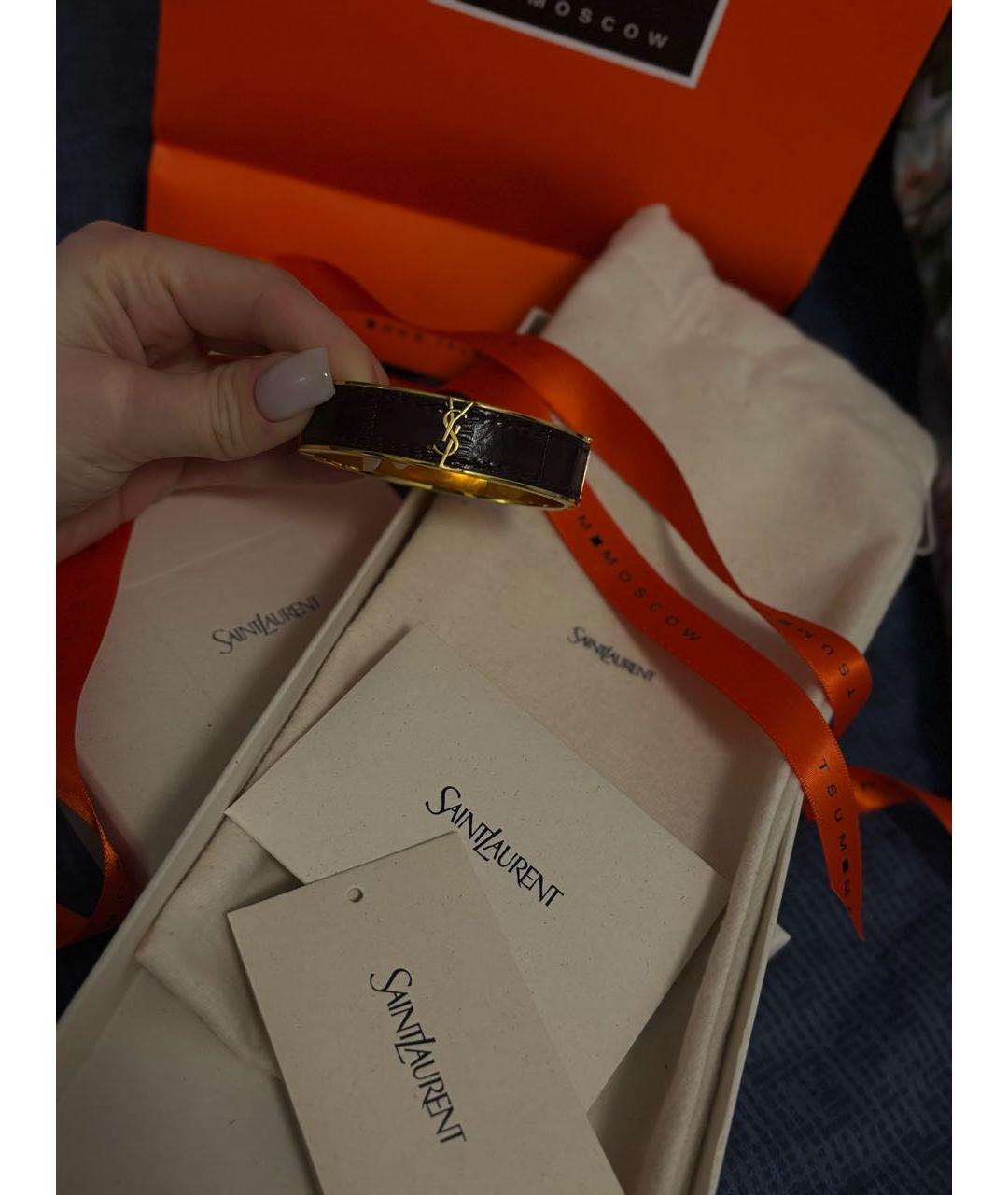 SAINT LAURENT Черный металлический браслет, фото 5