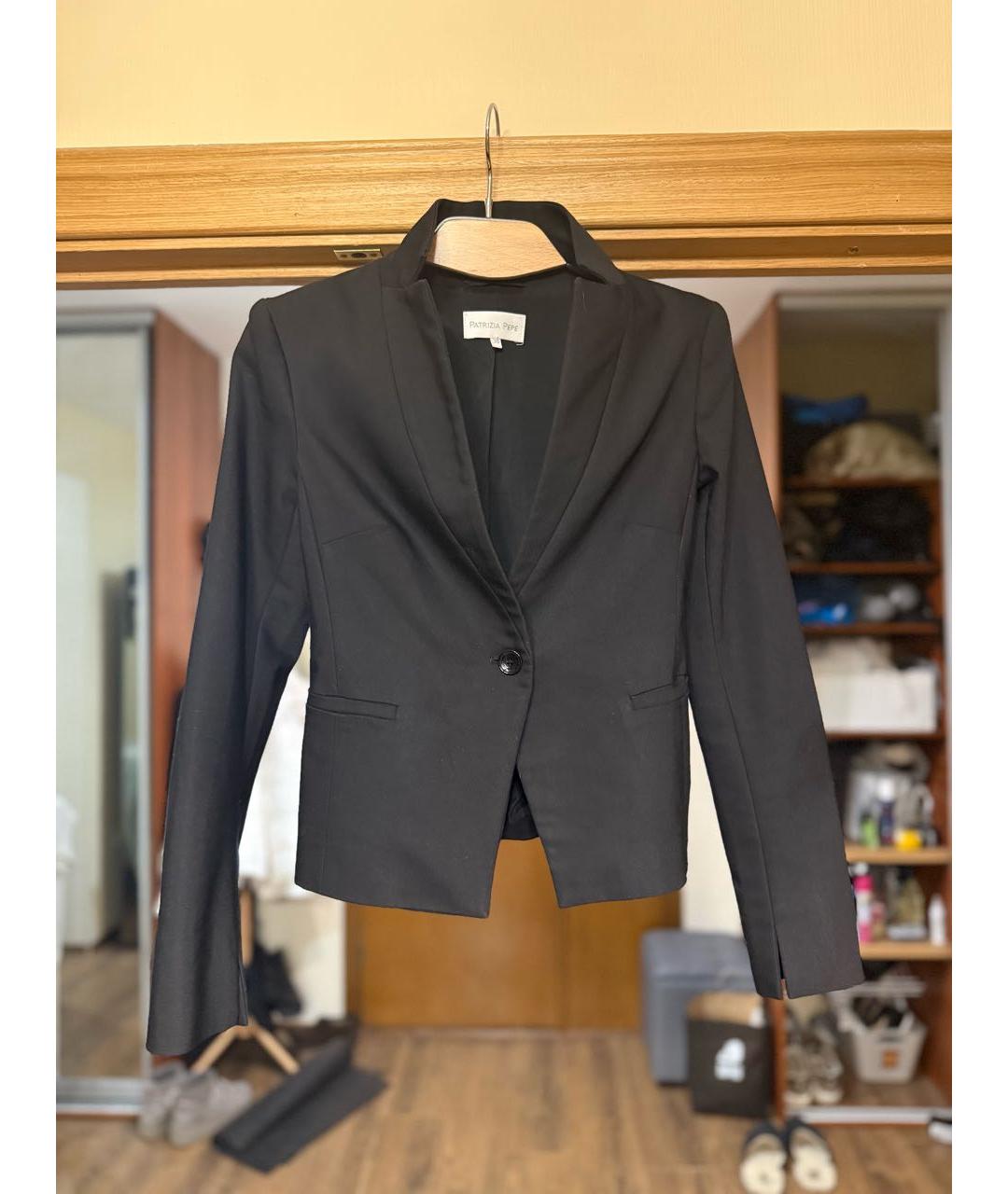 PATRIZIA PEPE Черный хлопковый жакет/пиджак, фото 5