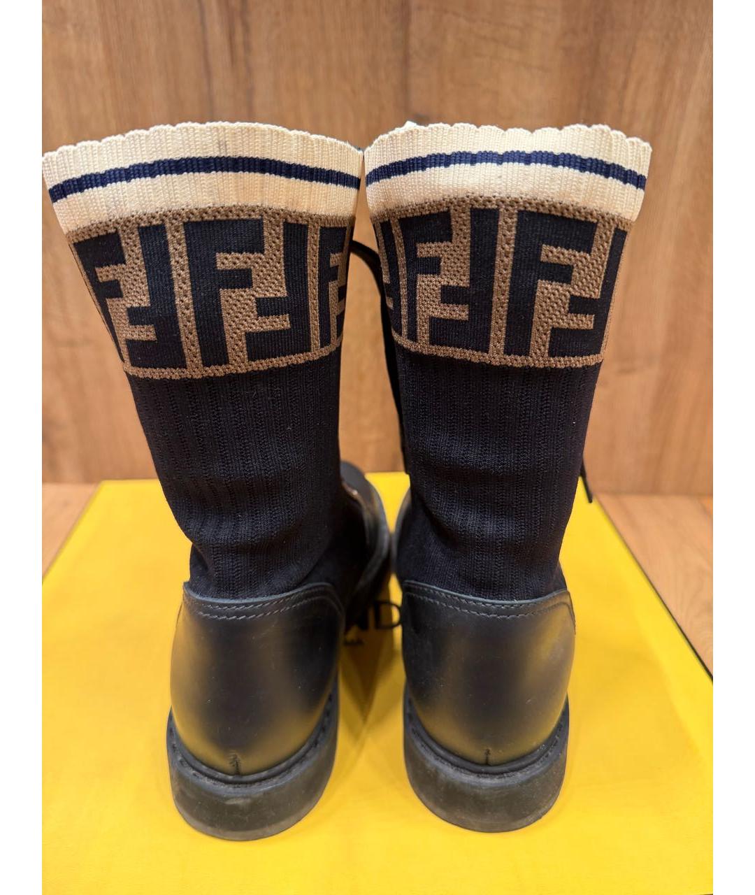 FENDI Черные кожаные ботинки, фото 4