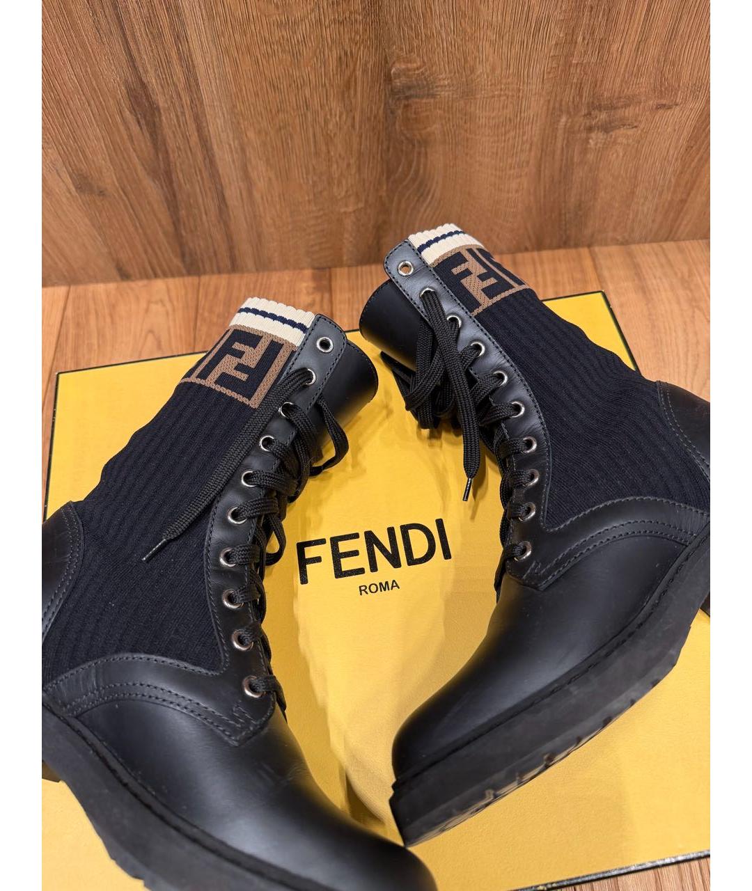 FENDI Черные кожаные ботинки, фото 8