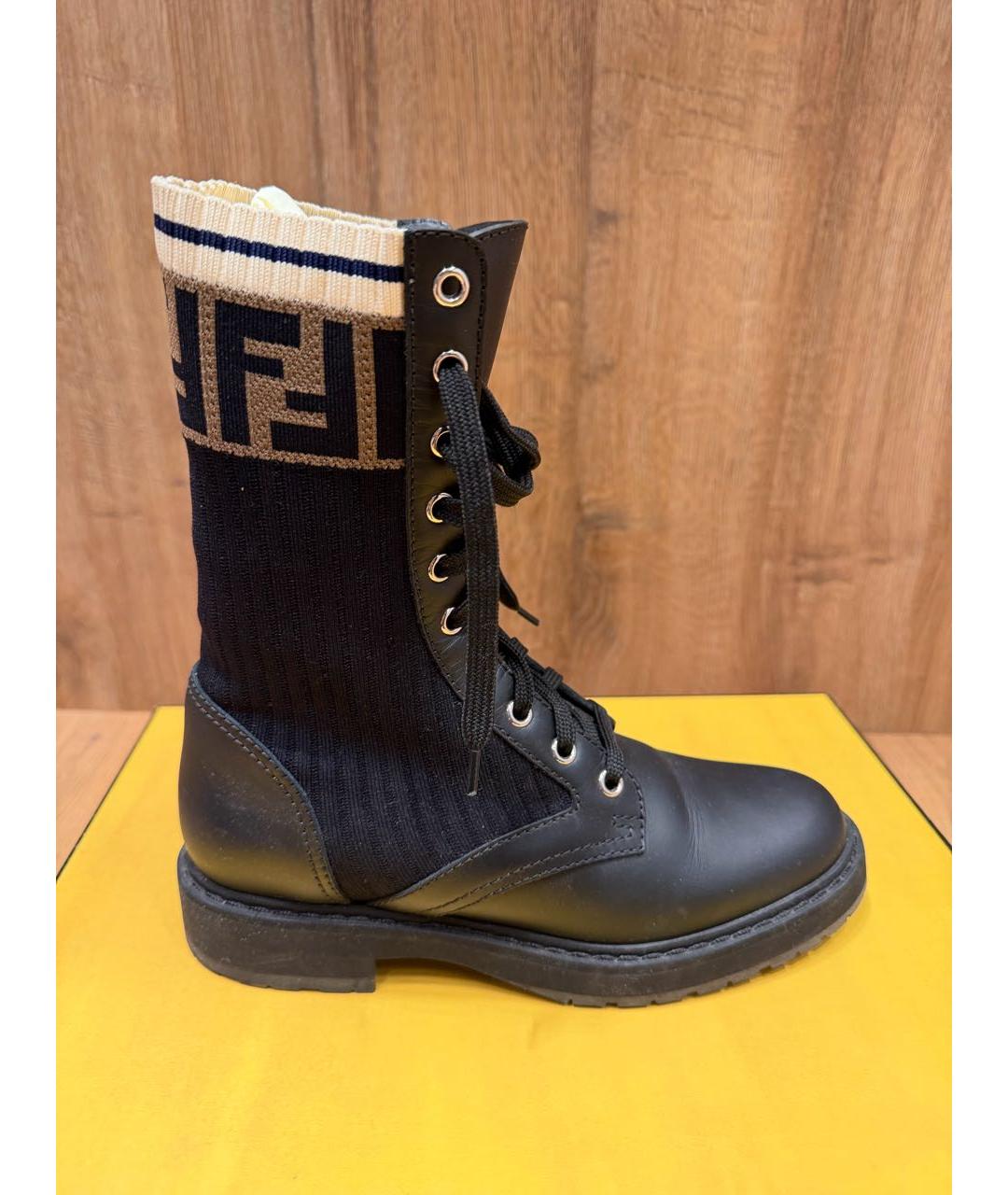 FENDI Черные кожаные ботинки, фото 9