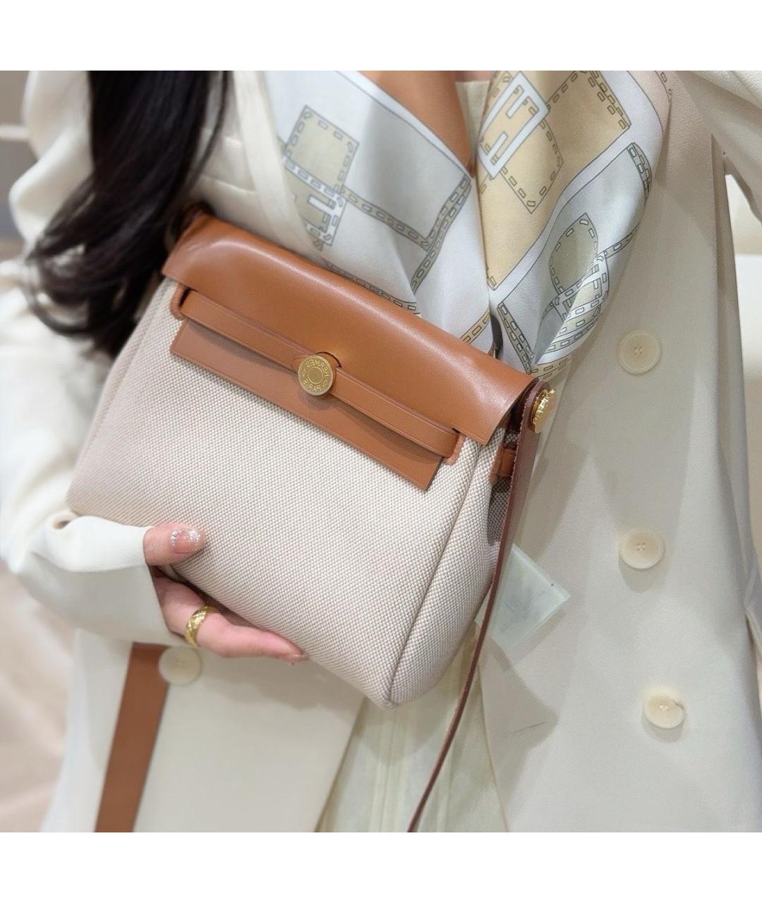 HERMES Коричневая тканевая сумка через плечо, фото 4