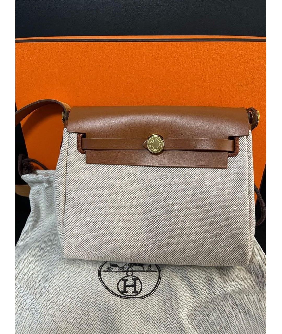 HERMES Коричневая тканевая сумка через плечо, фото 3