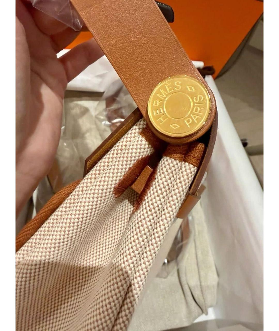 HERMES Коричневая тканевая сумка через плечо, фото 2