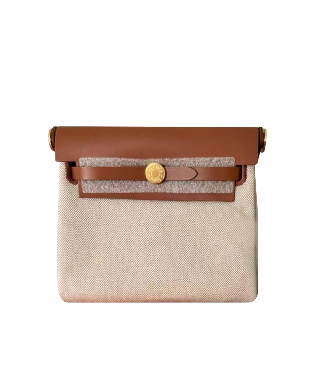 HERMES Коричневая тканевая сумка через плечо, фото 1