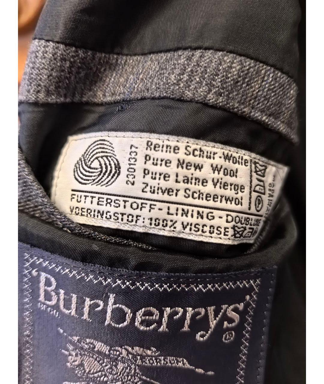 BURBERRY Серый шерстяной пиджак, фото 5