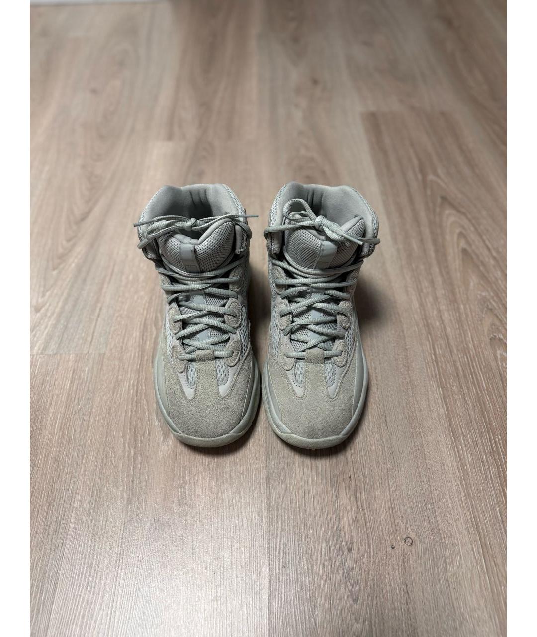 ADIDAS YEEZY Бежевые текстильные высокие кроссовки / кеды, фото 2