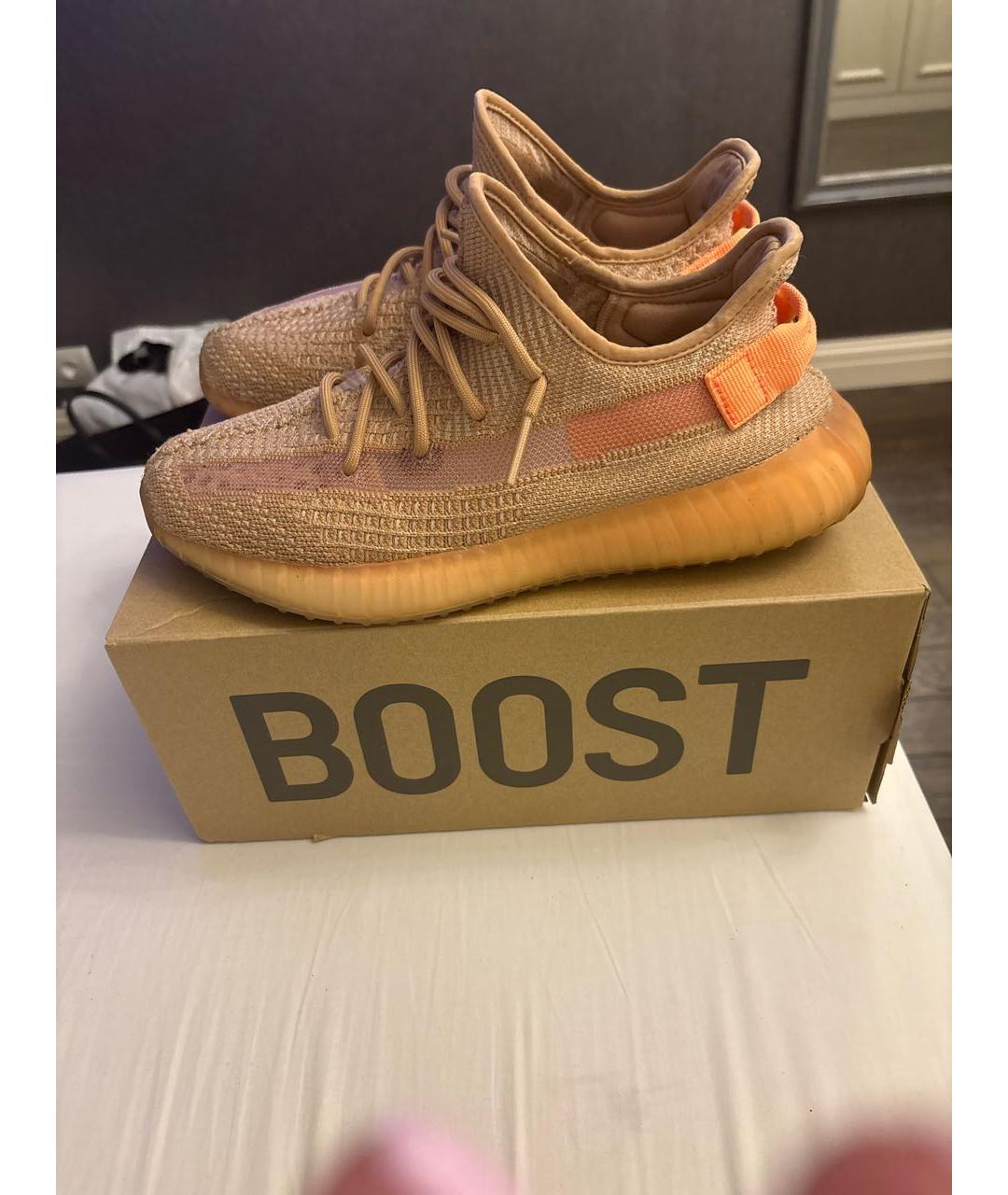 ADIDAS YEEZY Бежевые текстильные низкие кроссовки / кеды, фото 7