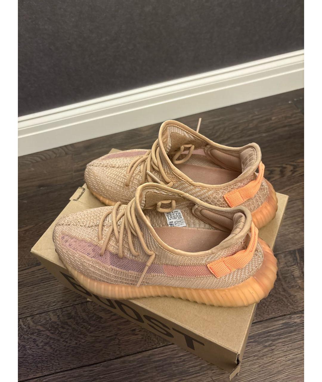 ADIDAS YEEZY Бежевые текстильные низкие кроссовки / кеды, фото 4