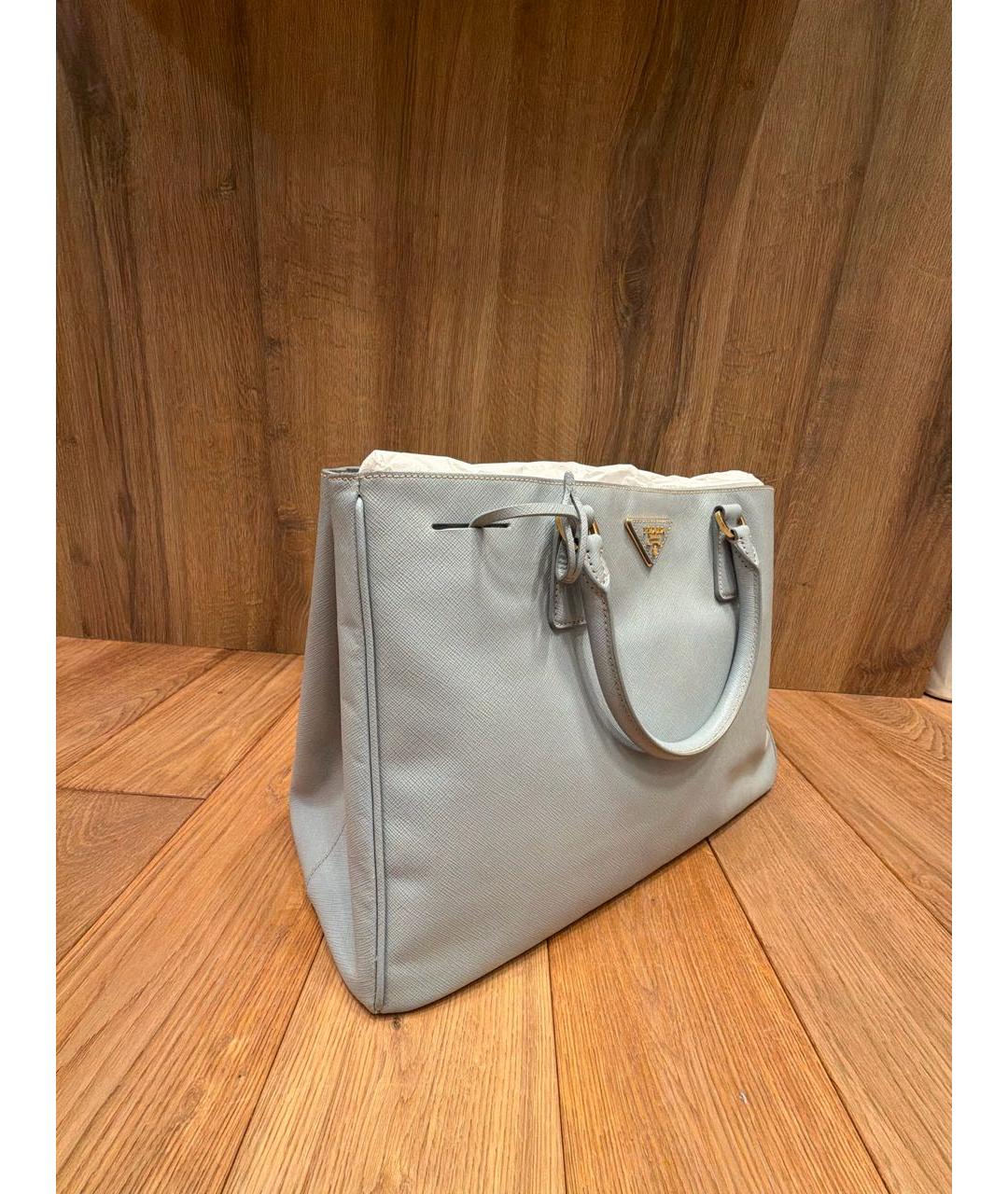 PRADA Голубая кожаная сумка тоут, фото 2