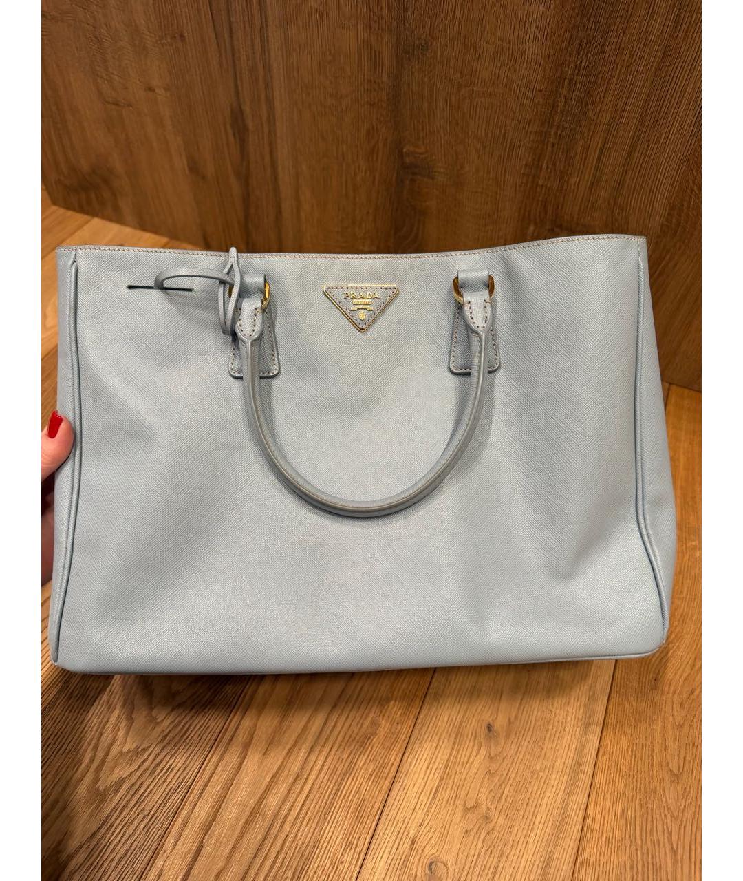 PRADA Голубая кожаная сумка тоут, фото 7