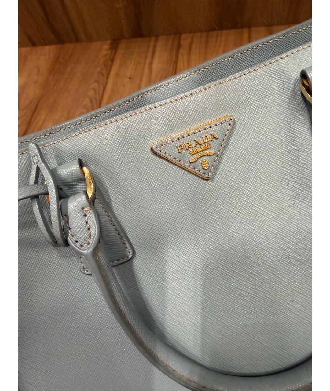 PRADA Голубая кожаная сумка тоут, фото 6