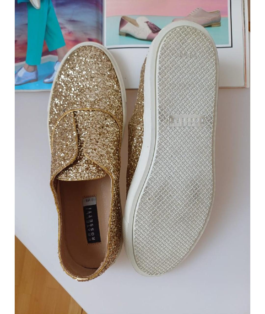 FRATELLI ROSSETTI Золотые кожаные слипоны, фото 7