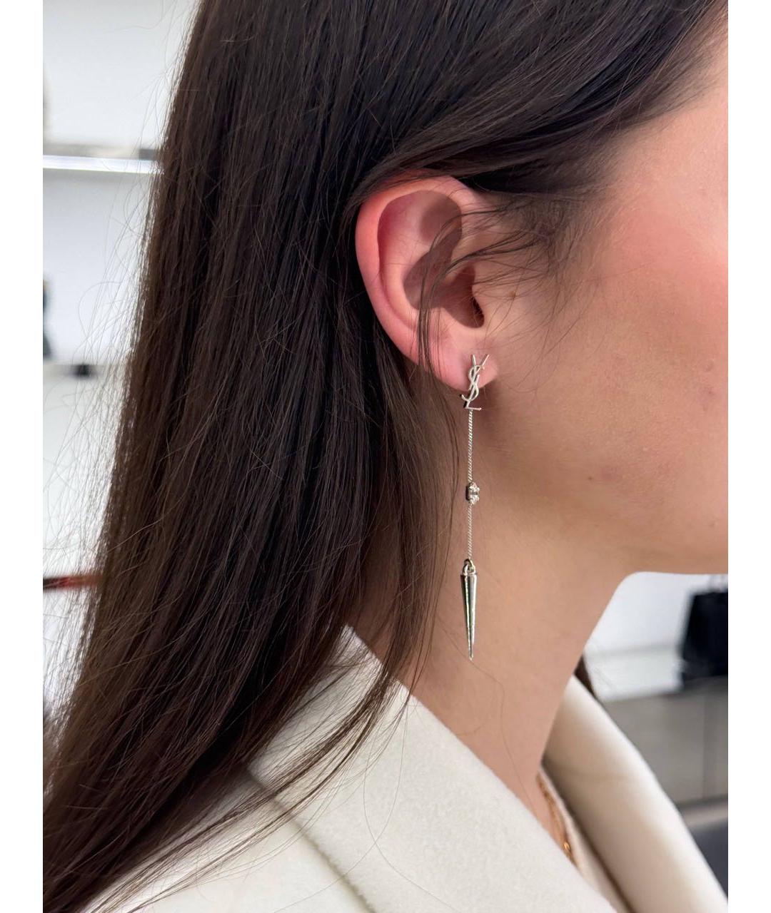 SAINT LAURENT Серебряные латунные серьги, фото 4