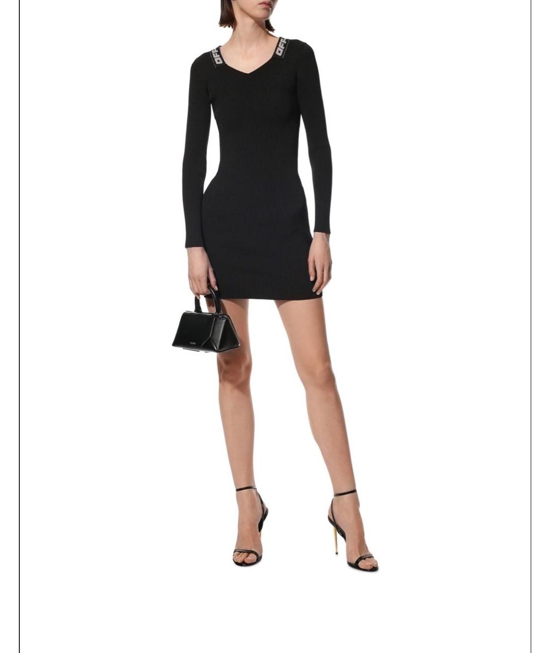 OFF-WHITE Черное полиэстеровое коктейльное платье, фото 5