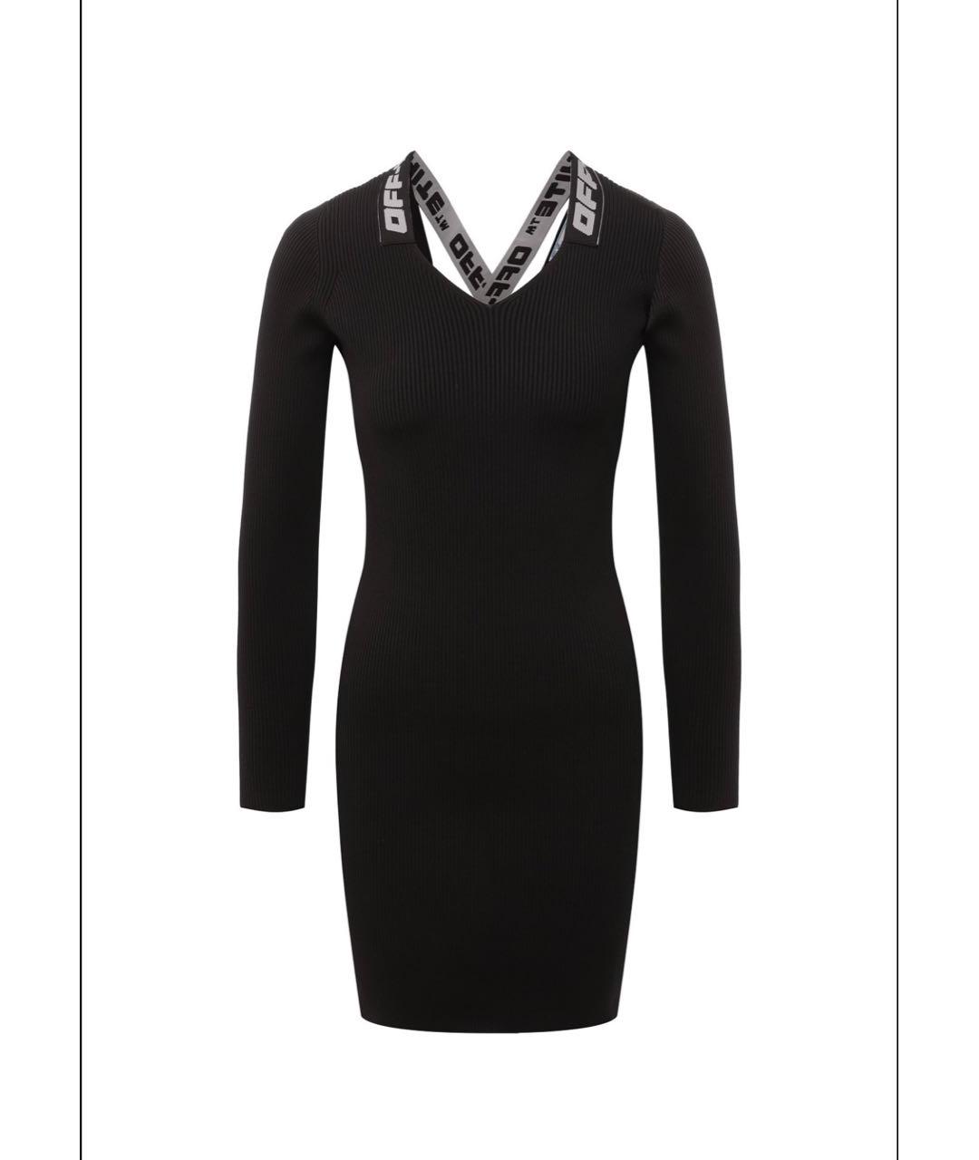 OFF-WHITE Черное полиэстеровое коктейльное платье, фото 6