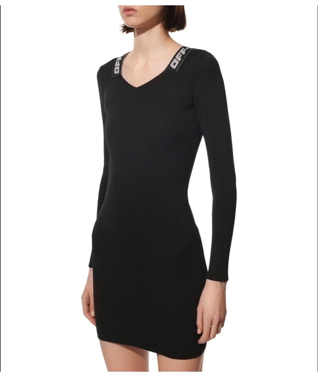 OFF-WHITE Черное полиэстеровое коктейльное платье, фото 3