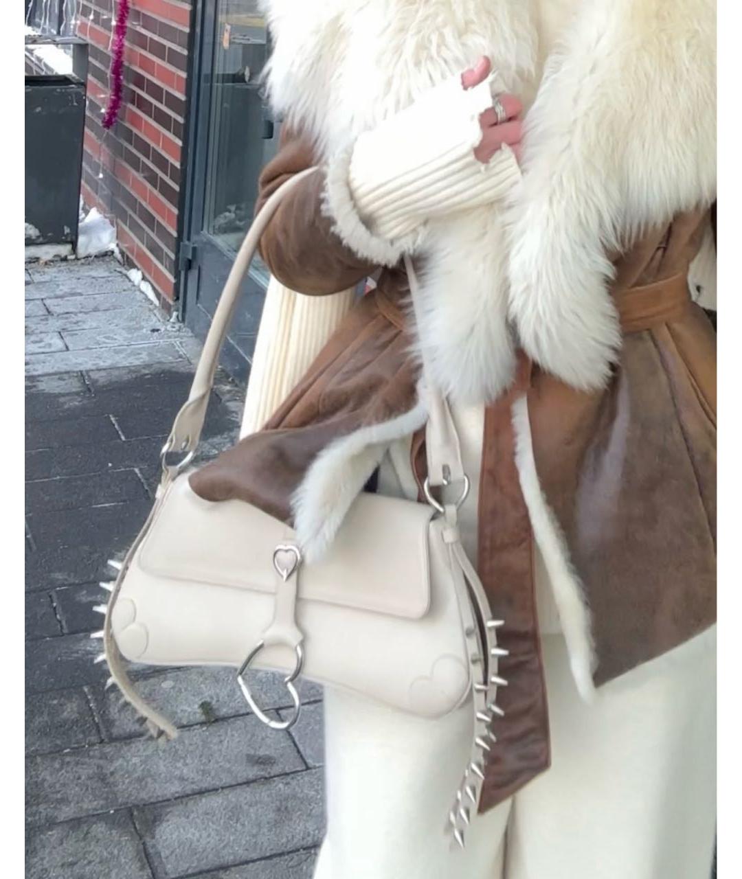 ABRA Бежевая кожаная сумка через плечо, фото 6