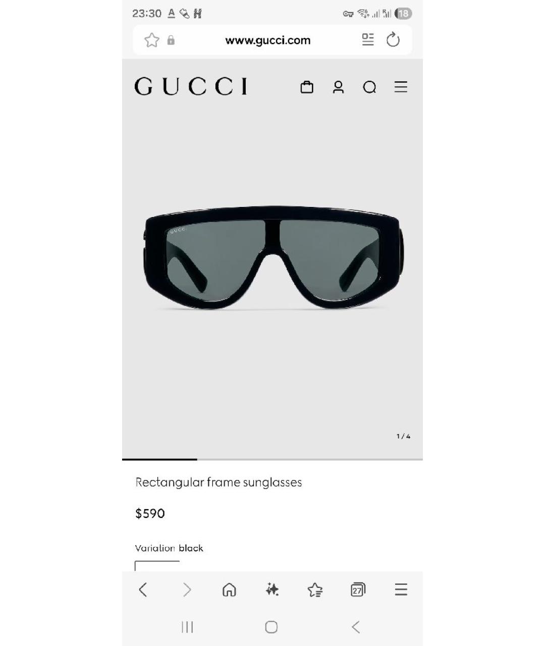 GUCCI Черные пластиковые солнцезащитные очки, фото 5