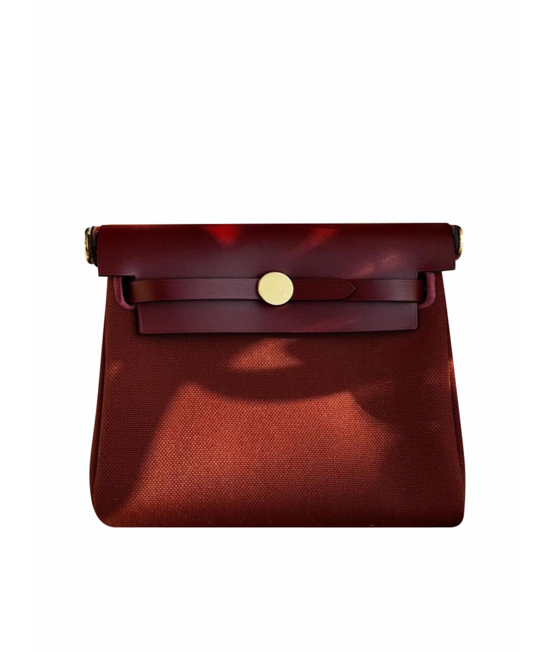 HERMES Бордовая тканевая сумка через плечо, фото 1