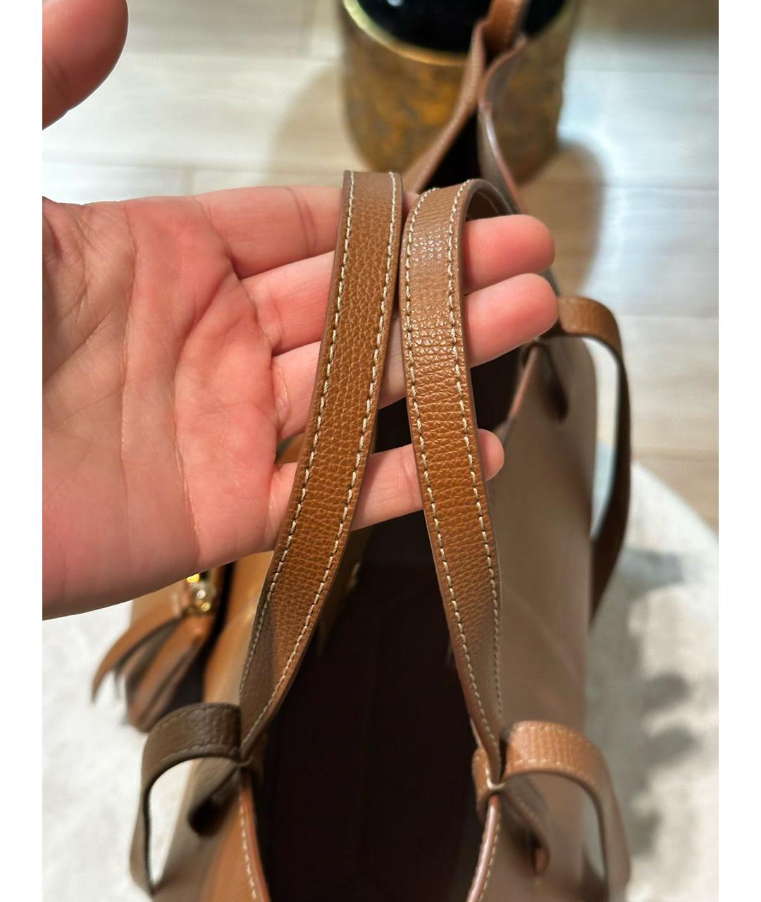 POLENE Коричневая кожаная сумка тоут, фото 8