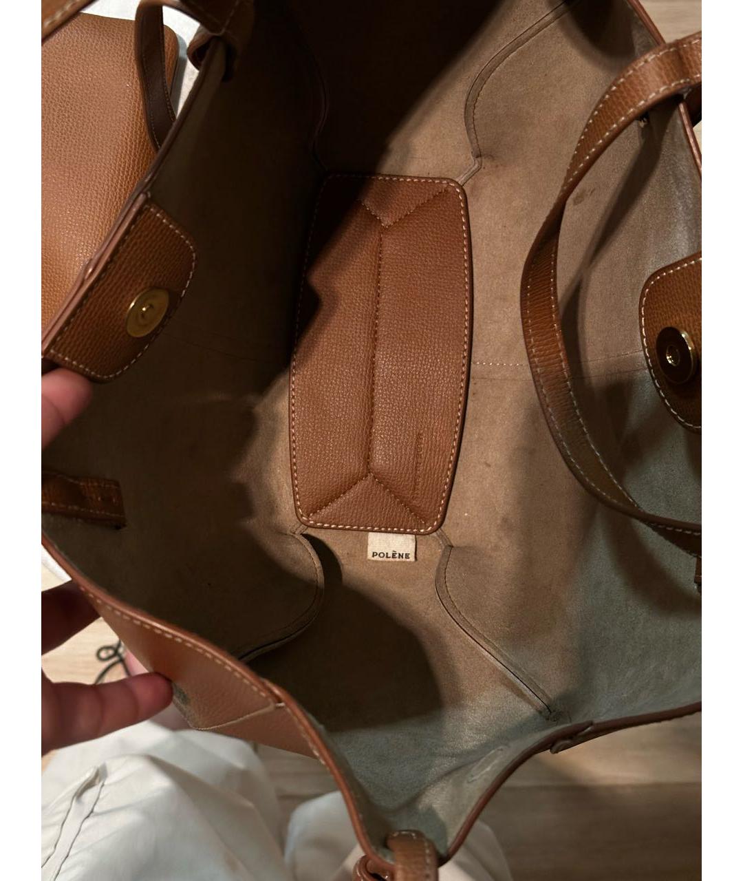 POLENE Коричневая кожаная сумка тоут, фото 6