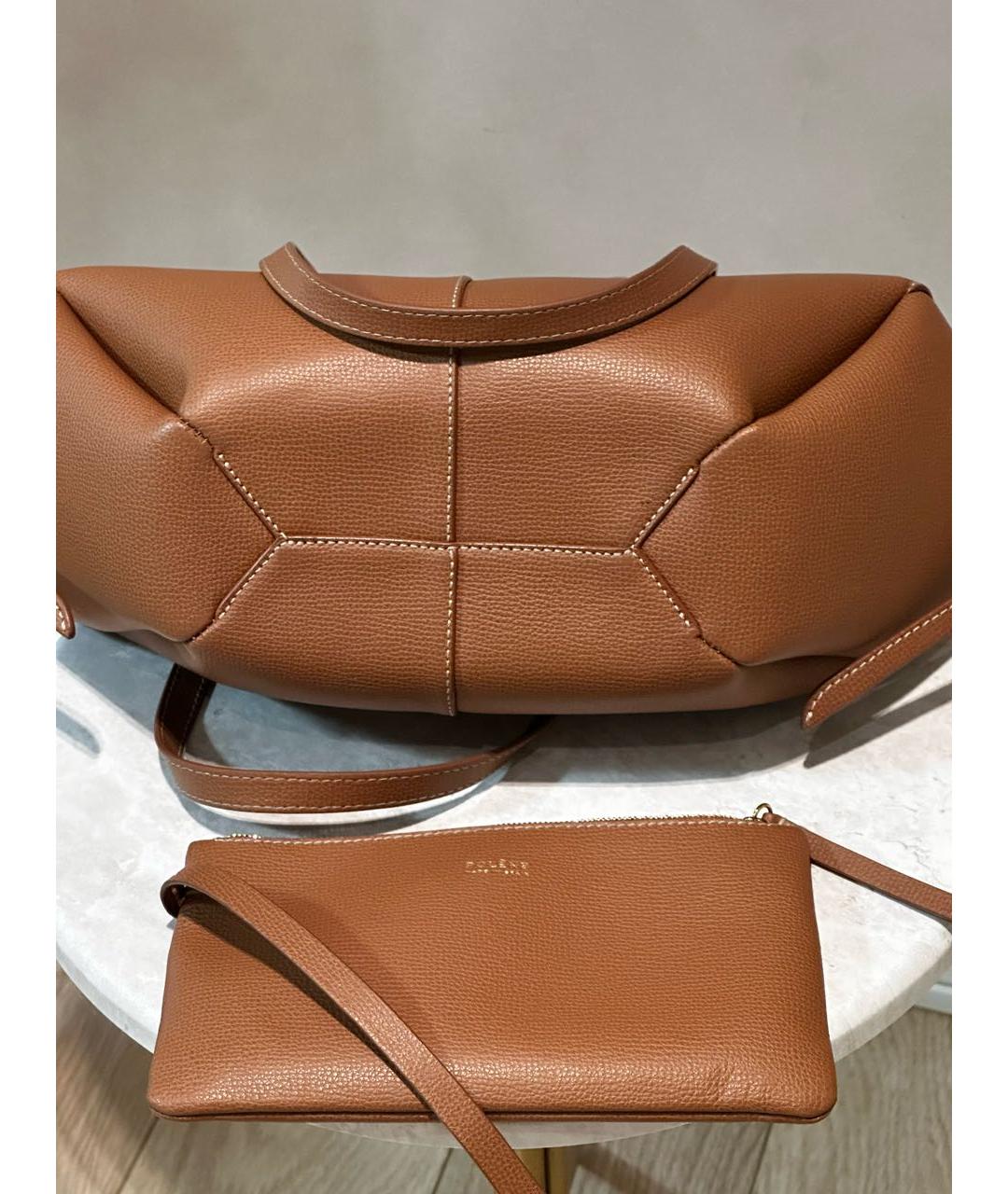 POLENE Коричневая кожаная сумка тоут, фото 4
