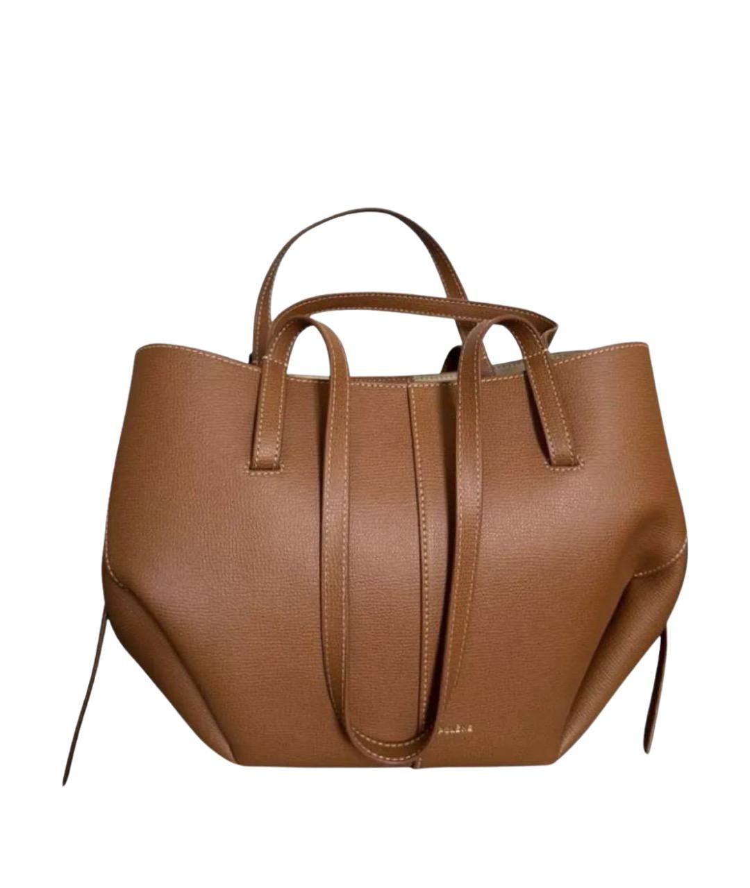 POLENE Коричневая кожаная сумка тоут, фото 1