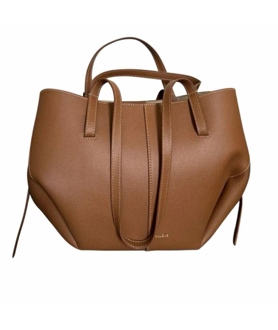 POLENE Коричневая кожаная сумка тоут, фото 9