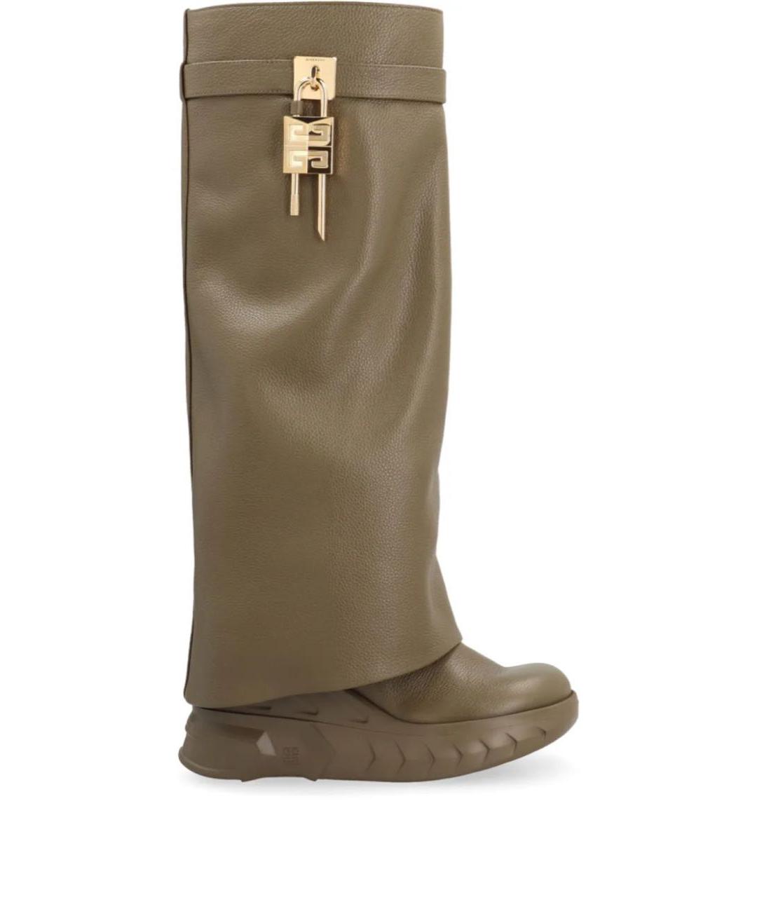 GIVENCHY Хаки кожаные сапоги, фото 1