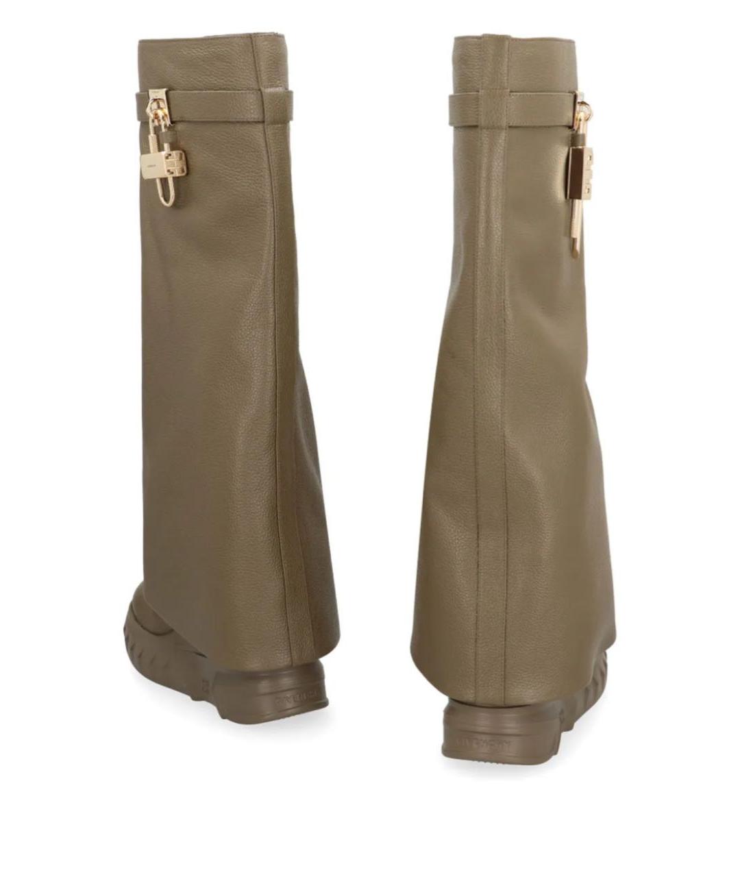 GIVENCHY Хаки кожаные сапоги, фото 3