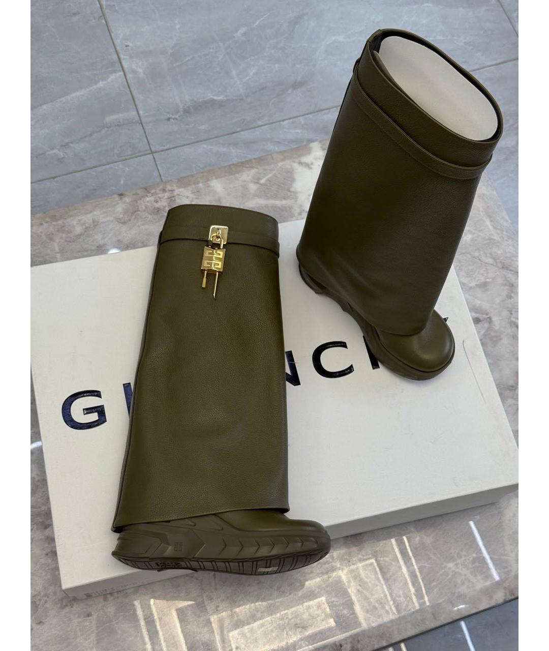 GIVENCHY Хаки кожаные сапоги, фото 4