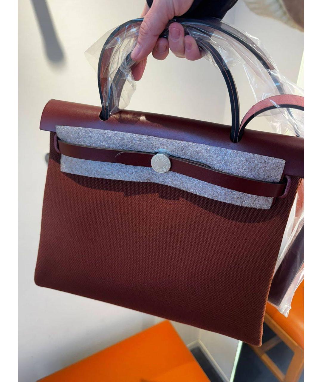 HERMES Бордовая тканевая сумка через плечо, фото 6