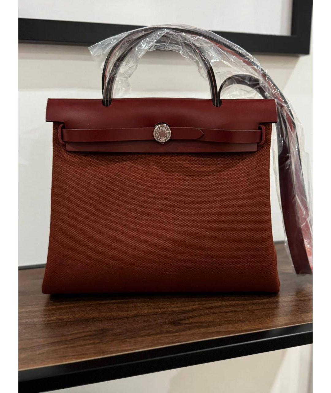 HERMES Бордовая тканевая сумка через плечо, фото 8