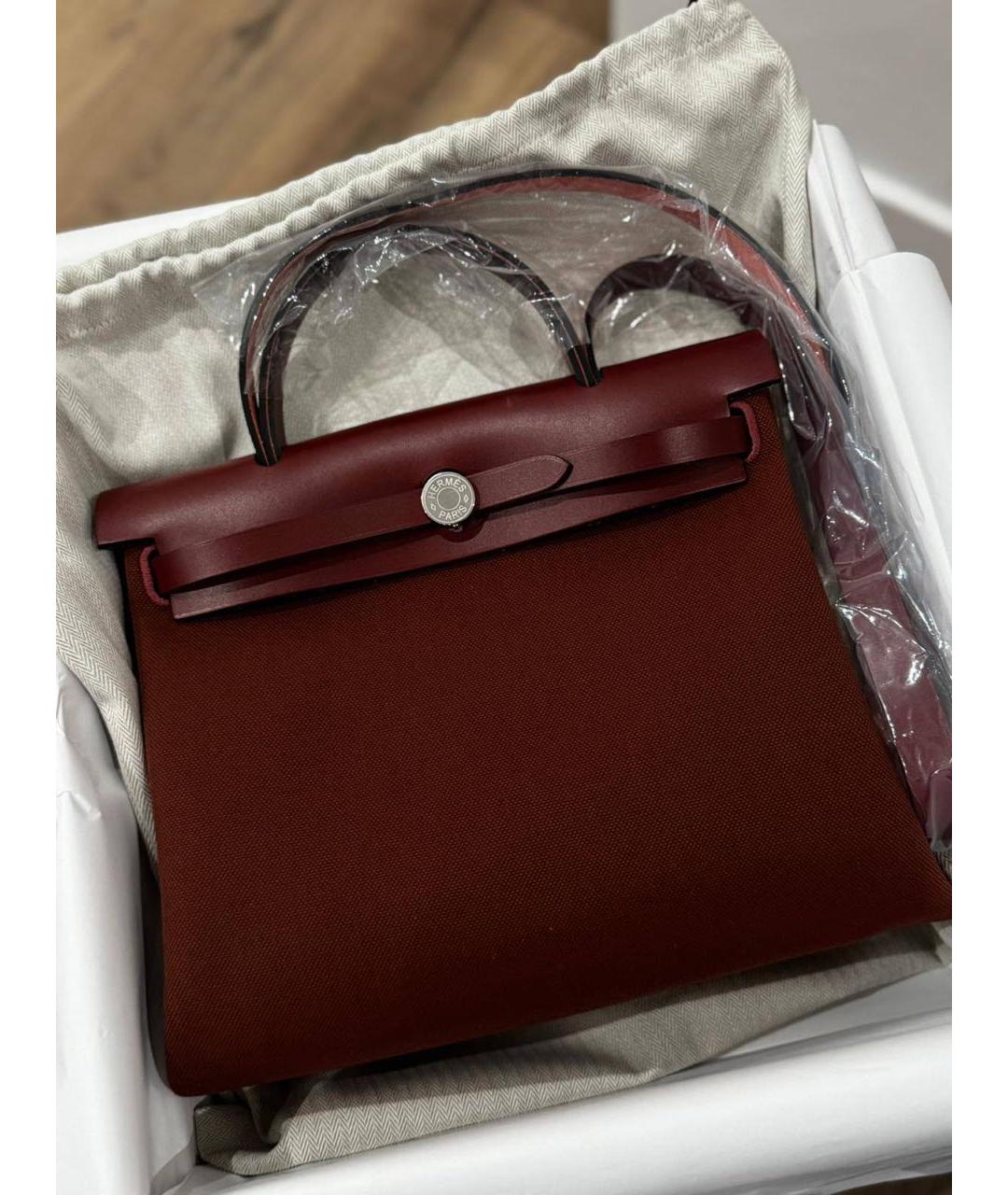 HERMES Бордовая тканевая сумка через плечо, фото 7