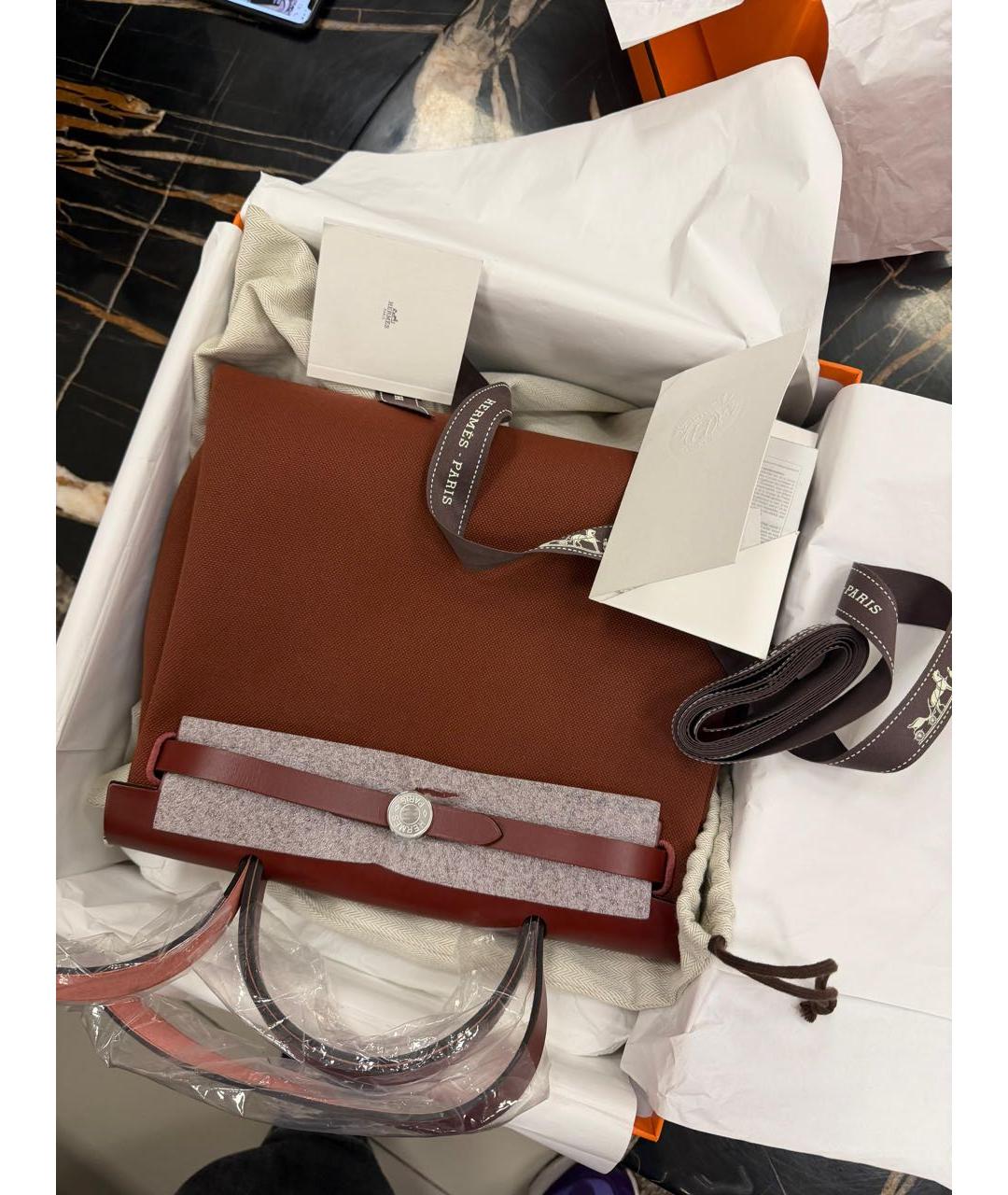 HERMES Бордовая тканевая сумка через плечо, фото 2