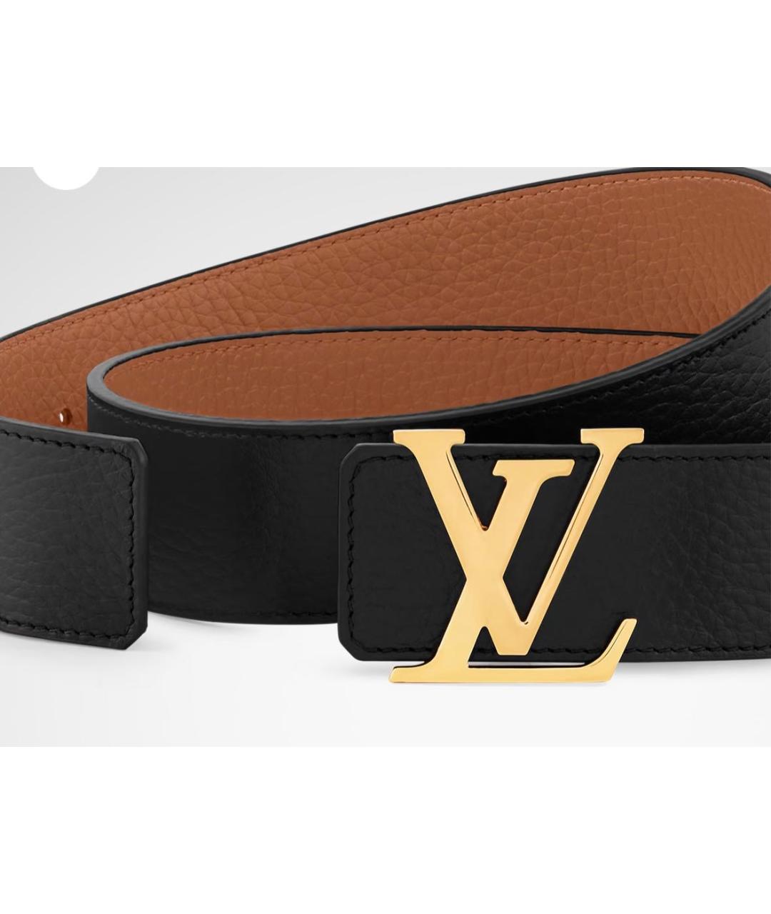 LOUIS VUITTON Черный кожаный ремень, фото 2