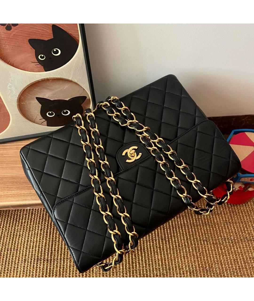 CHANEL Черная кожаная сумка тоут, фото 5