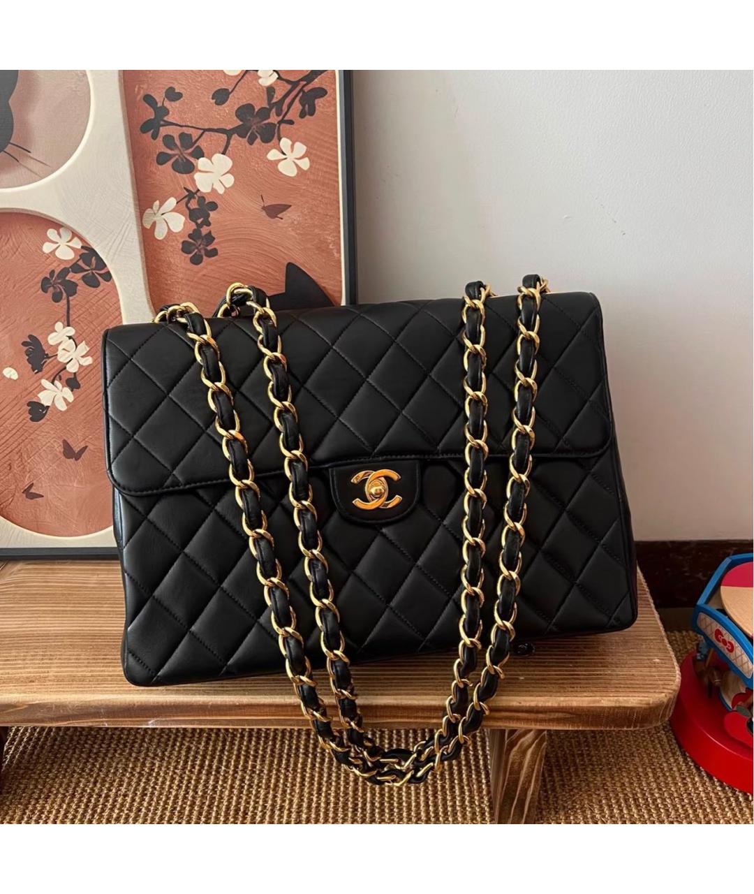 CHANEL Черная кожаная сумка тоут, фото 9