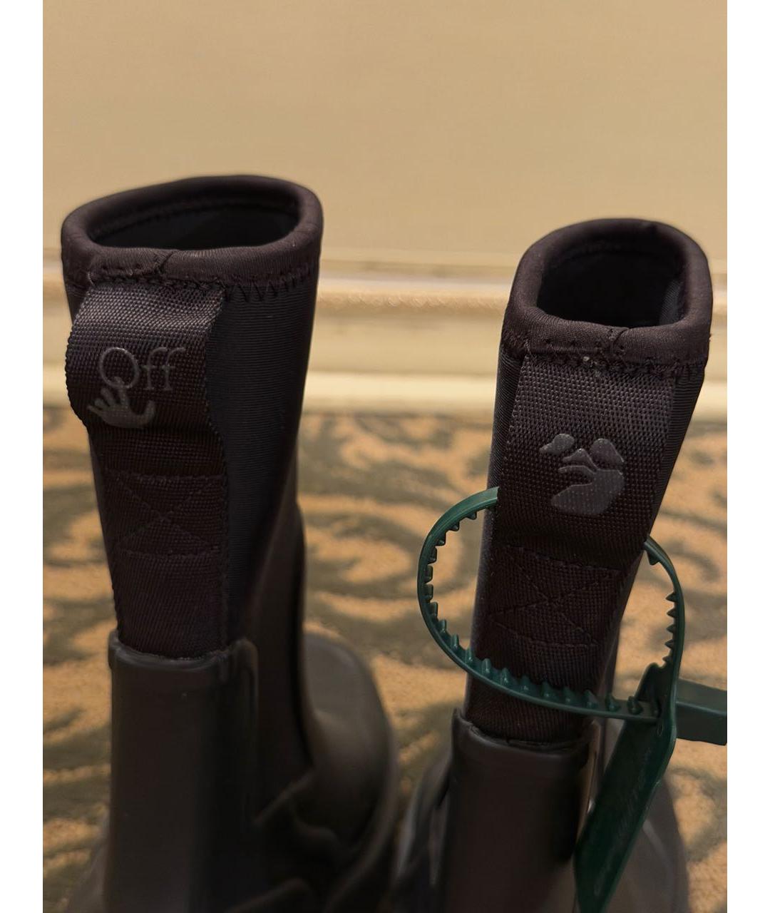 OFF-WHITE Черные резиновые ботинки, фото 7