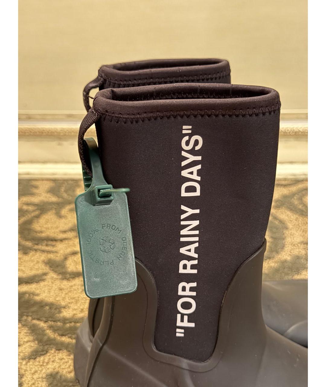 OFF-WHITE Черные резиновые ботинки, фото 8