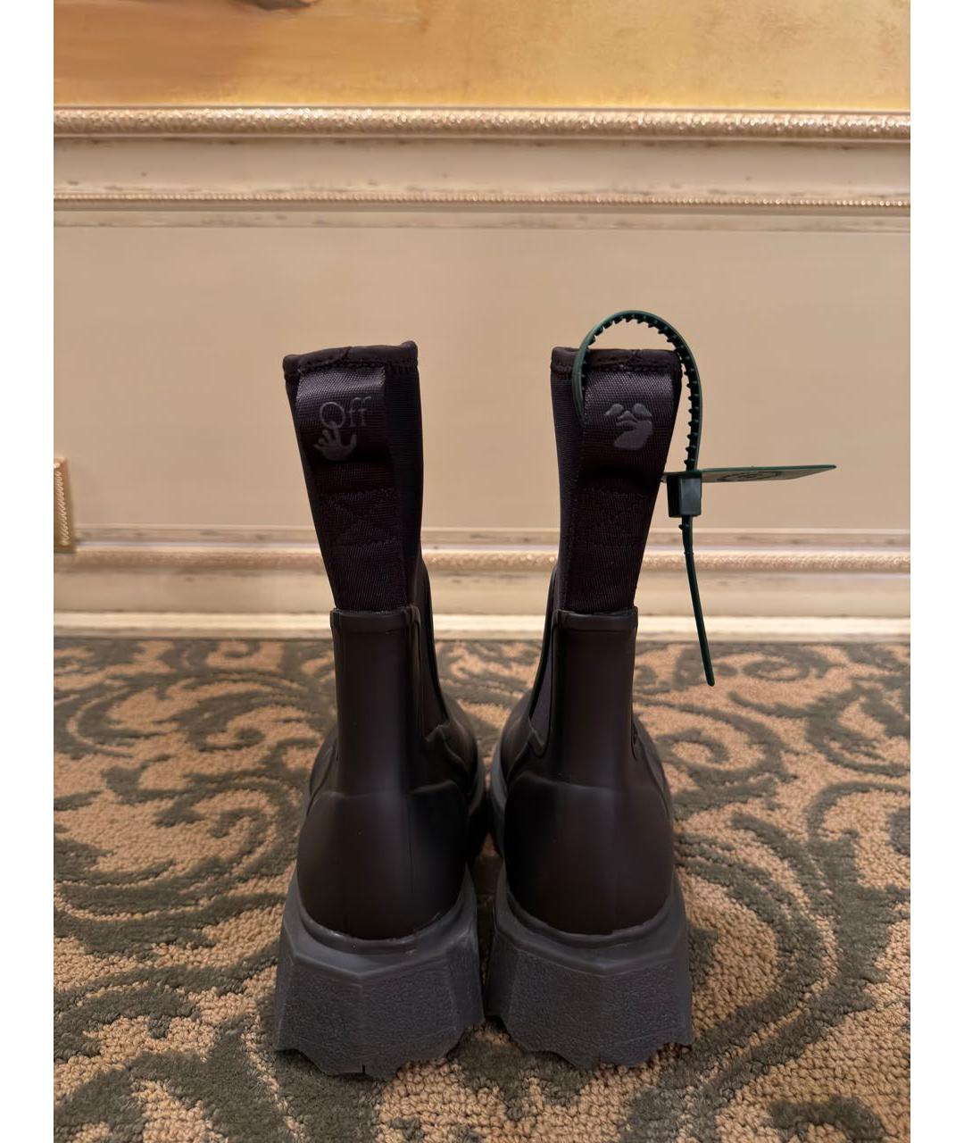 OFF-WHITE Черные резиновые ботинки, фото 4