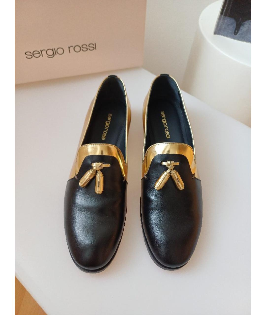 SERGIO ROSSI Черные кожаные лоферы, фото 6