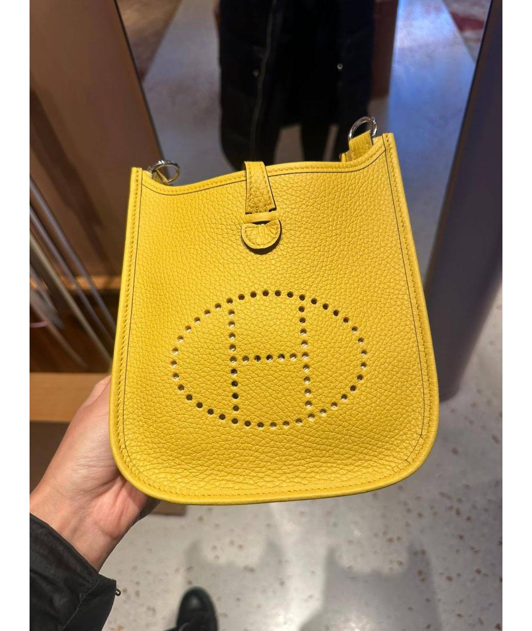 HERMES Желтая кожаная сумка через плечо, фото 4