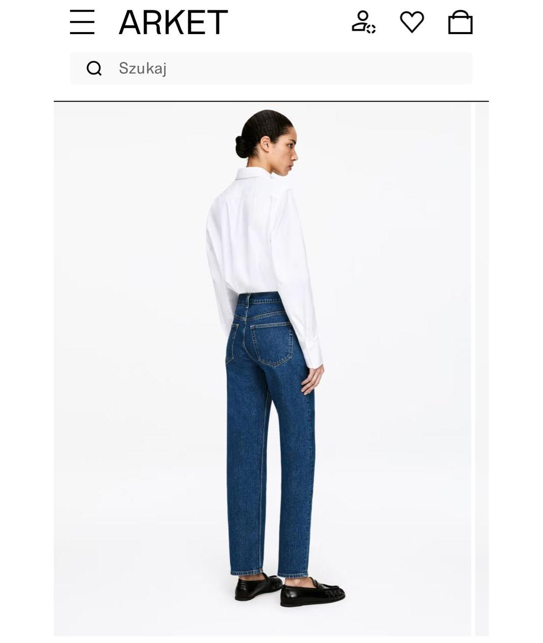 ARKET Темно-синие хлопковые прямые джинсы, фото 4