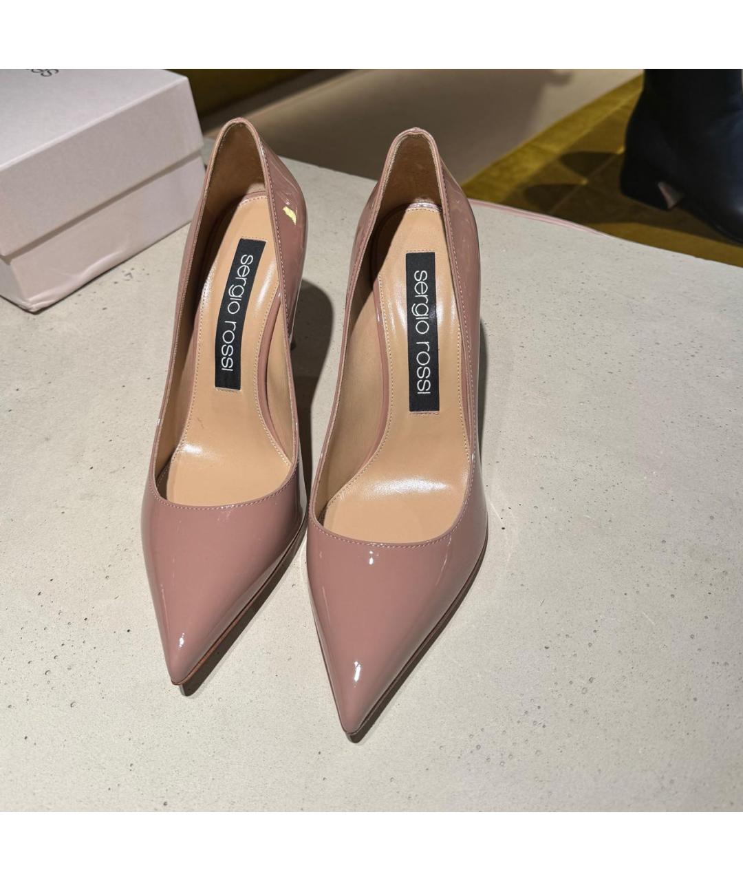 SERGIO ROSSI Бежевые туфли из лакированной кожи, фото 3