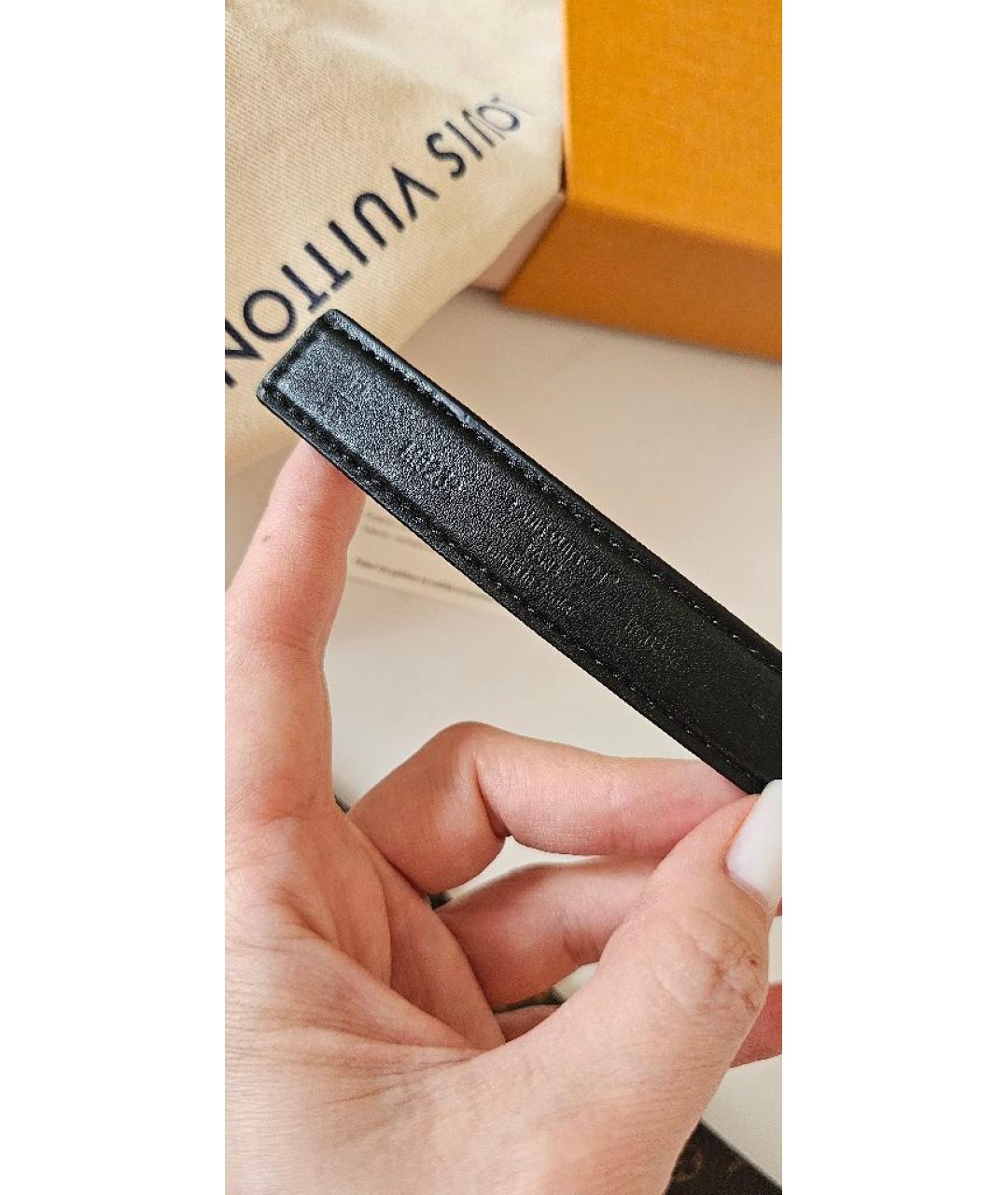 LOUIS VUITTON Черный кожаный ремень, фото 3