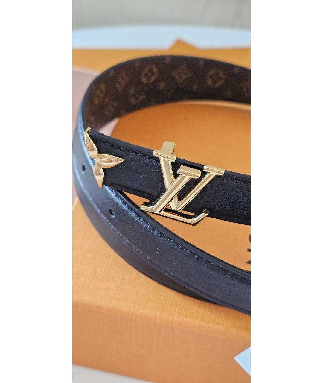 LOUIS VUITTON Черный кожаный ремень, фото 2
